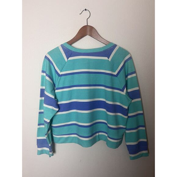 Wildfox Blue Striped Sweatshirt & Short Lounge Set Women’s Size Large - Picture 5 of 10